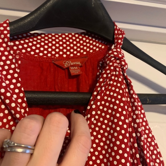 Guess Rank Top Red with White Polka Dots Sz Medium - Picture 2 of 7